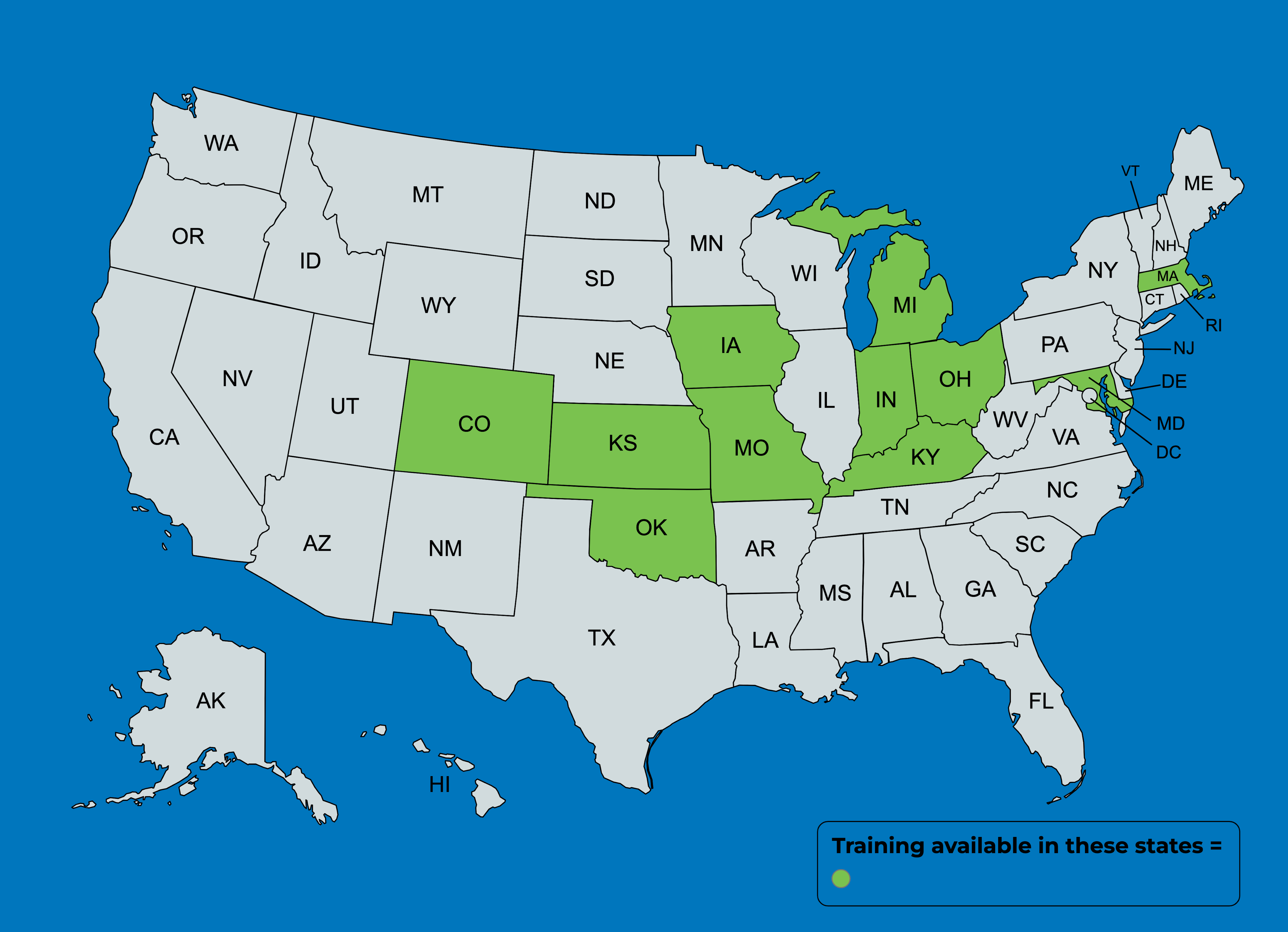 Map of states SnapIT Solutions provides training