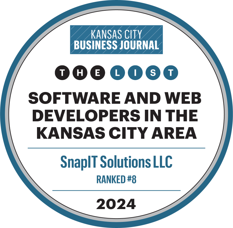 KC Business Journal Badge for SnapIT Solutions #8 ranking for Software and Web Developers in the Kansas City Area