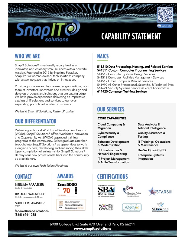 SnapIT Solutions Capabilities Statement Page 1